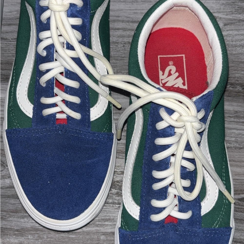 Vans Blue and Green Sneakers with White Laces - Picture 2 of 5